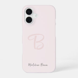 Monogram Blush Pink Moderne Minimalistische Femini iPhone 16 Hülle