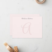 Monogram Blush Pink Moderne Minimalistische Femini Mitteilungskarte (Vorderseite/Rückseite Beispiel)