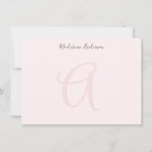 Monogram Blush Pink Moderne Minimalistische Femini Mitteilungskarte (Vorderseite)