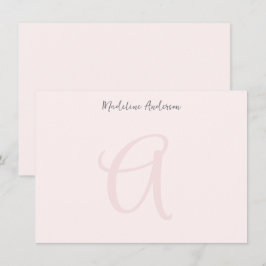 Monogram Blush Pink Moderne Minimalistische Femini Mitteilungskarte
