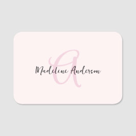 Monogram Blush Pink Moderne Minimalistische Femini Namensschild