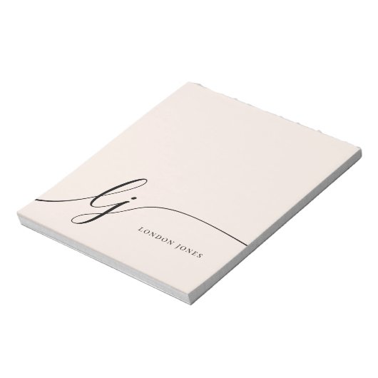 Monogram Blush Pink Moderne Minimalistische Femini Notizblock (Rotiert)