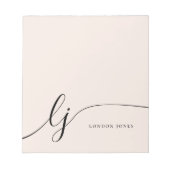 Monogram Blush Pink Moderne Minimalistische Femini Notizblock (Vorderseite)