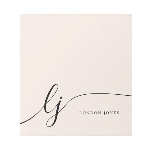 Monogram Blush Pink Moderne Minimalistische Femini Notizblock (Vorderseite)