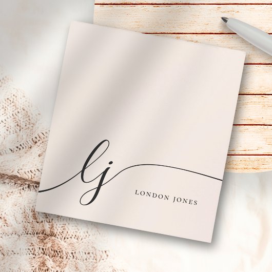 Monogram Blush Pink Moderne Minimalistische Femini Notizblock