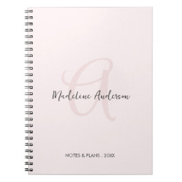 Monogram Blush Pink Moderne Minimalistische Femini Notizblock