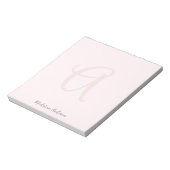 Monogram Blush Pink Moderne Minimalistische Femini Notizblock (Rotiert)