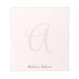 Monogram Blush Pink Moderne Minimalistische Femini Notizblock