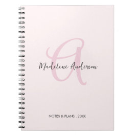 Monogram Blush Pink Moderne Minimalistische Femini Notizblock