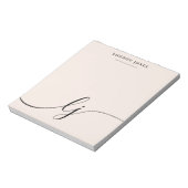 Monogram Blush Pink Moderne Minimalistische Femini Notizblock (Rotiert)