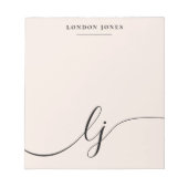 Monogram Blush Pink Moderne Minimalistische Femini Notizblock (Vorderseite)