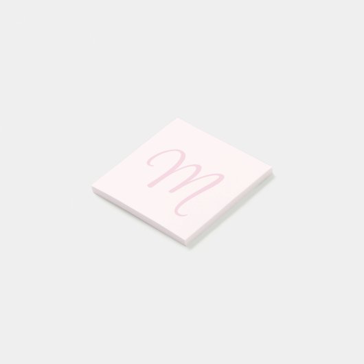 Monogram Blush Pink Moderne Minimalistische Femini Post-it Klebezettel (angewinkelt)
