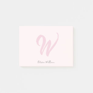 Monogram Blush Pink Moderne Minimalistische Femini Post-it Klebezettel
