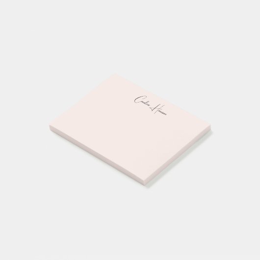 Monogram Blush Pink Moderne Minimalistische Femini Post-it Klebezettel (angewinkelt)