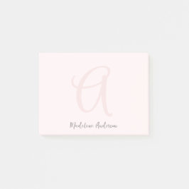 Monogram Blush Pink Moderne Minimalistische Femini Post-it Klebezettel