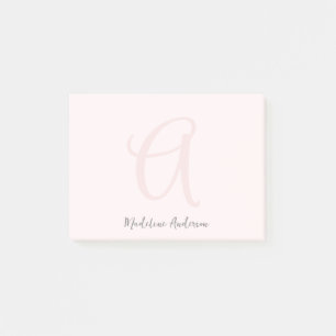 Monogram Blush Pink Moderne Minimalistische Femini Post-it Klebezettel