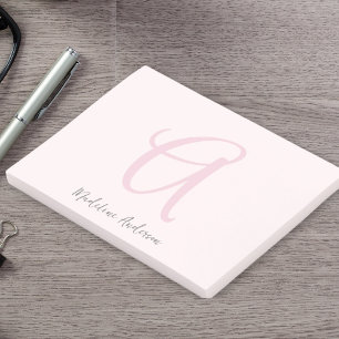 Monogram Blush Pink Moderne Minimalistische Femini Post-it Klebezettel