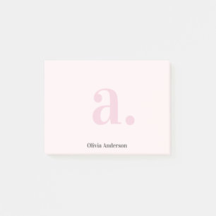 Monogram Blush Pink Moderne Minimalistische Femini Post-it Klebezettel