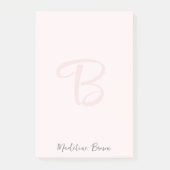 Monogram Blush Pink Moderne Minimalistische Femini Post-it Klebezettel (Vorderseite)