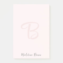 Monogram Blush Pink Moderne Minimalistische Femini Post-it Klebezettel