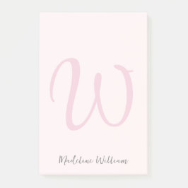 Monogram Blush Pink Moderne Minimalistische Femini Post-it Klebezettel