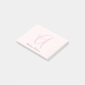 Monogram Blush Pink Moderne Minimalistische Femini Post-it Klebezettel (angewinkelt)