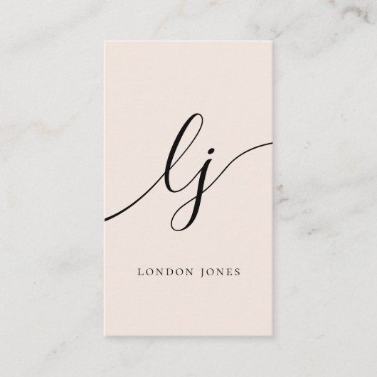 Monogram Blush Pink Moderne Minimalistische Femini Visitenkarte (Vorderseite)