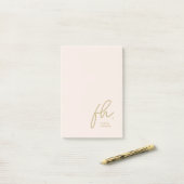 Monogram Blush Pink Modernes Script Feminine Minim Post-it Klebezettel (Auf Schreibtisch)