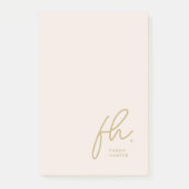 Monogram Blush Pink Modernes Script Feminine Minim Post-it Klebezettel (Vorderseite)