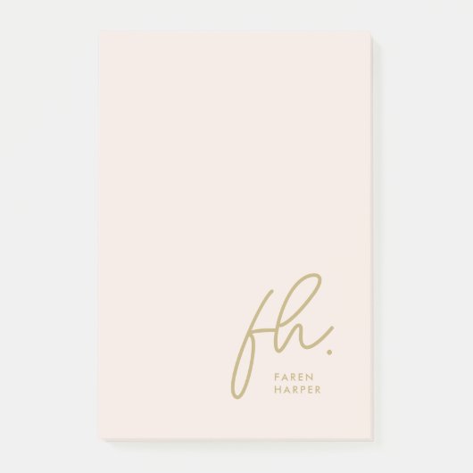 Monogram Blush Pink Modernes Script Feminine Minim Post-it Klebezettel (Vorderseite)