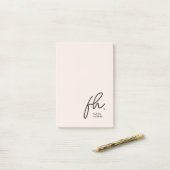 Monogram Blush Pink Modernes Script Feminine Minim Post-it Klebezettel (Auf Schreibtisch)