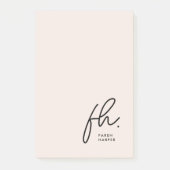 Monogram Blush Pink Modernes Script Feminine Minim Post-it Klebezettel (Vorderseite)
