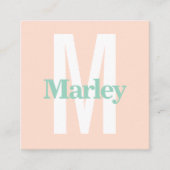 Monogram Blush Pink Niedlich Chic Fett Stilvoll Tr Quadratische Visitenkarte (Vorderseite)