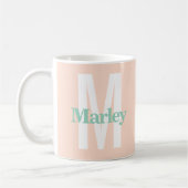 Monogram Blush Pink Niedlich fett Stilvoll Trendy Kaffeetasse (Links)