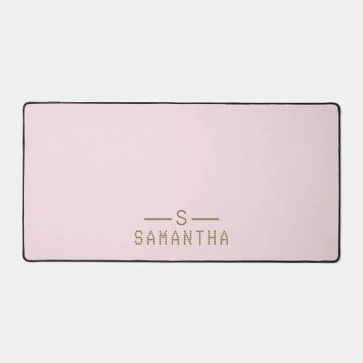 Monogram Blush Pink Personalisiert Name Geschenkid Schreibtischunterlage (Vorderseite)