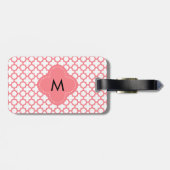 Monogram, Blush Pink Quatrefolienmuster Gepäckanhänger (Rückseite horizontal)