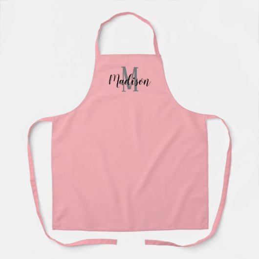 Monogram Blush Pink Script Personalisiert Schürze (Vorderseite)