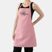 Monogram Blush Pink Script Personalisiert Schürze (InSitu)