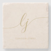 Monogram Blush Pink Simple Eleganine Feminine Steinuntersetzer (Vorderseite)