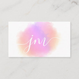 Monogram Blush Pink Watercolor White Business Card Telefonnummerkarte