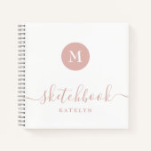 Monogram Blush Pink White Sketchbook Simple Modern Notizblock (Vorderseite)