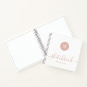 Monogram Blush Pink White Sketchbook Simple Modern Notizblock (Innenseite)