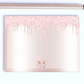 Monogram Blush Rose Gold Dripping Glitzer Metallic Post-it Klebezettel