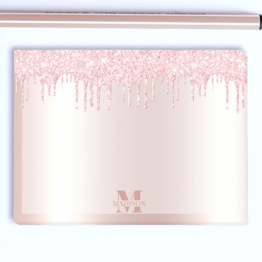 Monogram Blush Rose Gold Dripping Glitzer Metallic Post-it Klebezettel