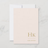 Monogram Blush Simple Feminine Social Notecard Mitteilungskarte (Vorderseite)