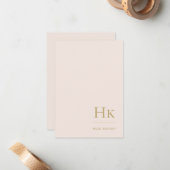 Monogram Blush Simple Feminine Social Notecard Mitteilungskarte (Vorderseite/Rückseite Beispiel)