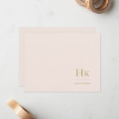 Monogram Blush Simple Feminine Social Notecard Mitteilungskarte (Vorderseite/Rückseite Beispiel)