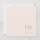 Monogram Blush Simple Feminine Social Notecard Mitteilungskarte (Vorderseite)