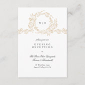 Monogram Blush Wappen Elegant Wedding Empfang Begleitkarte (Vorderseite)