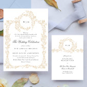 Monogram Blush Wappen Elegant Wedding Empfang Begleitkarte